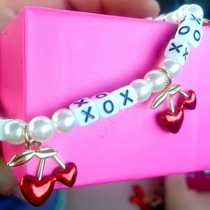 Betsey Johnson "XOXO" Cherry Heart Necklace